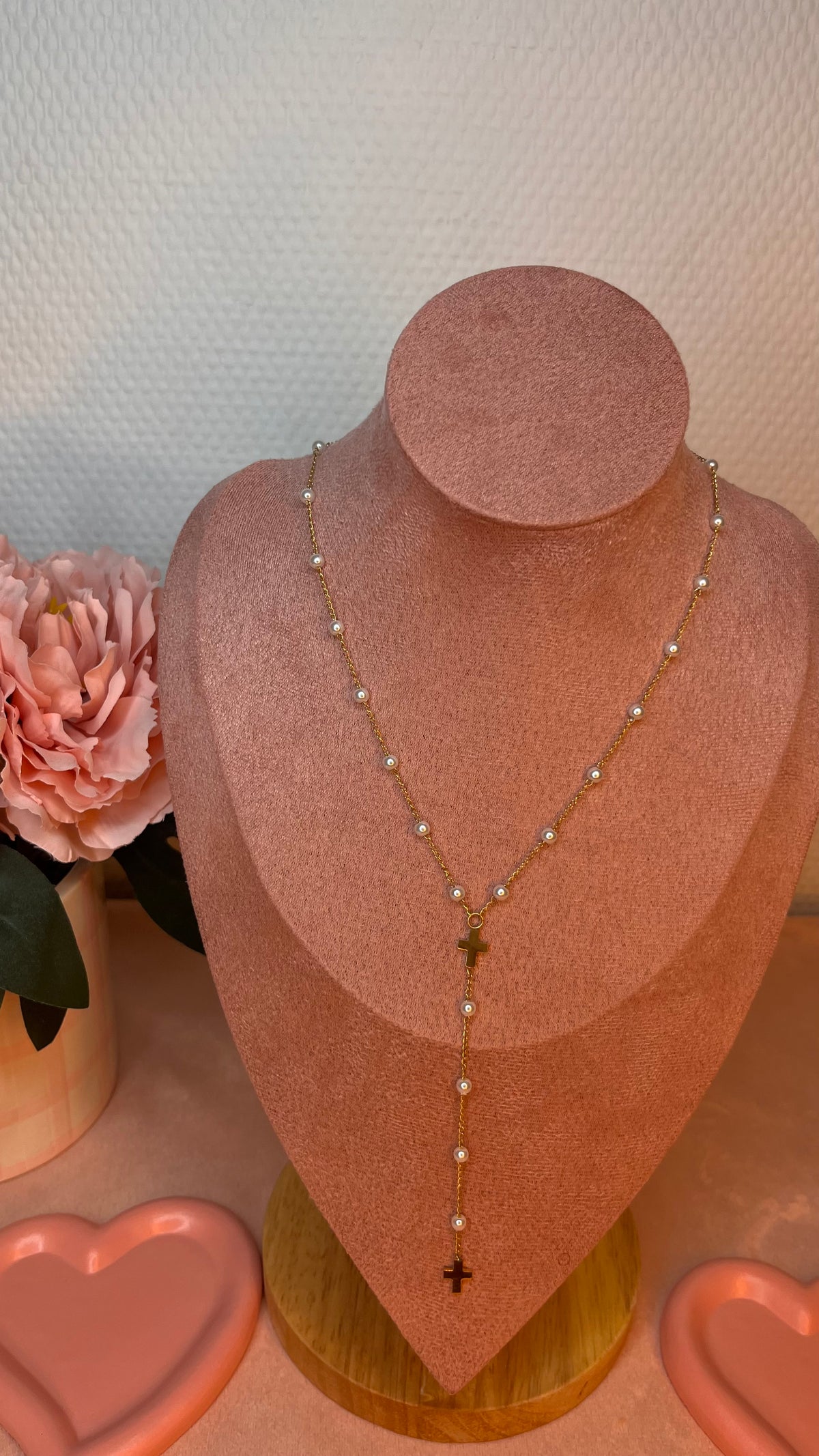 Pearl Christ Cross Necklace